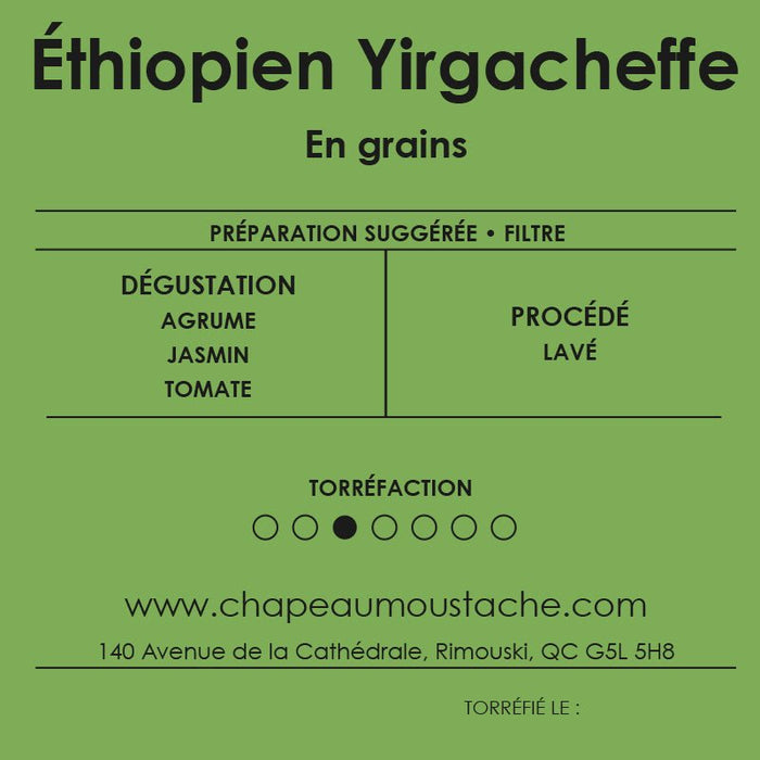 Café Éthiopie Yirgacheffe - Chapeau Moustache